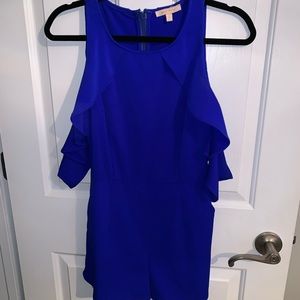 Royal blue romper with off shoulder sleeves